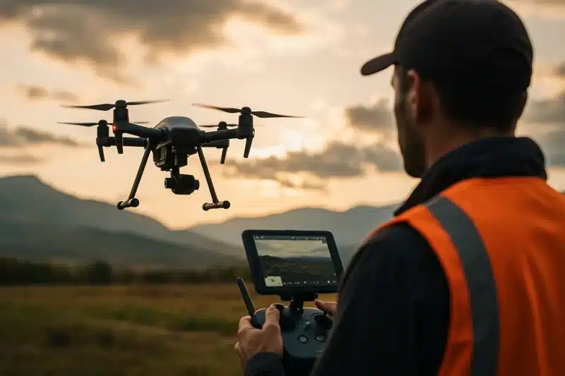 Drone dokumentasi pernikahan saat sunset