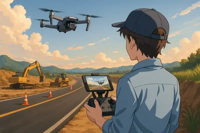 drone survei konstruksi jalan anime picture